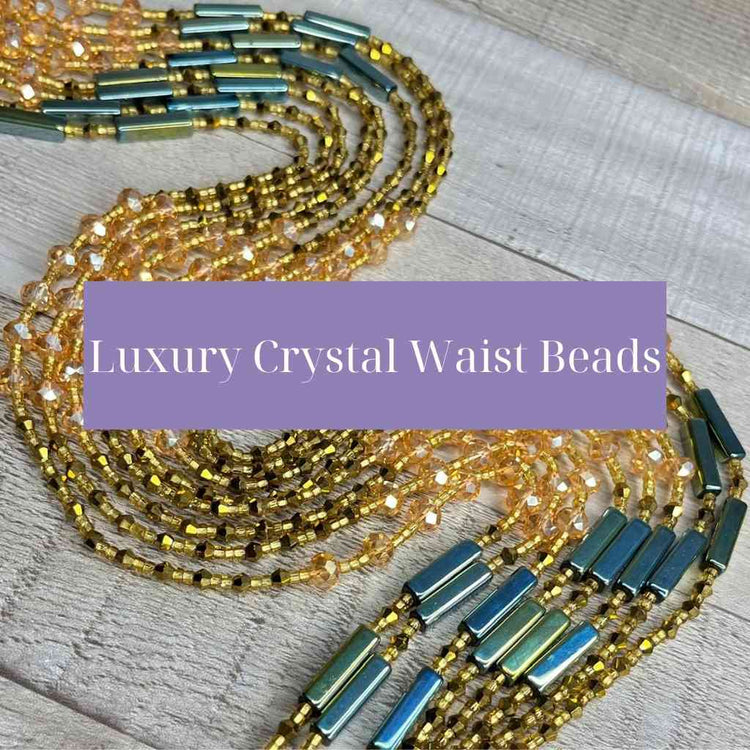 Discover a captivating selection of premium crystal beads within our Luxury Crystal Collection, each intricately crafted to captivate attention and enhance your distinct style. luxury waist beads-waist beads set-ghana waist beads-plus size waist bead