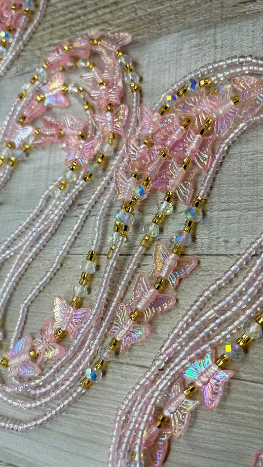 Pink Butterfly Crystal Luxe Waist Beads